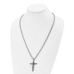 Chisel Stainless Steel Antiqued and Polished INRI Crucifix Pendant on a 24 inch Cable Chain Necklace