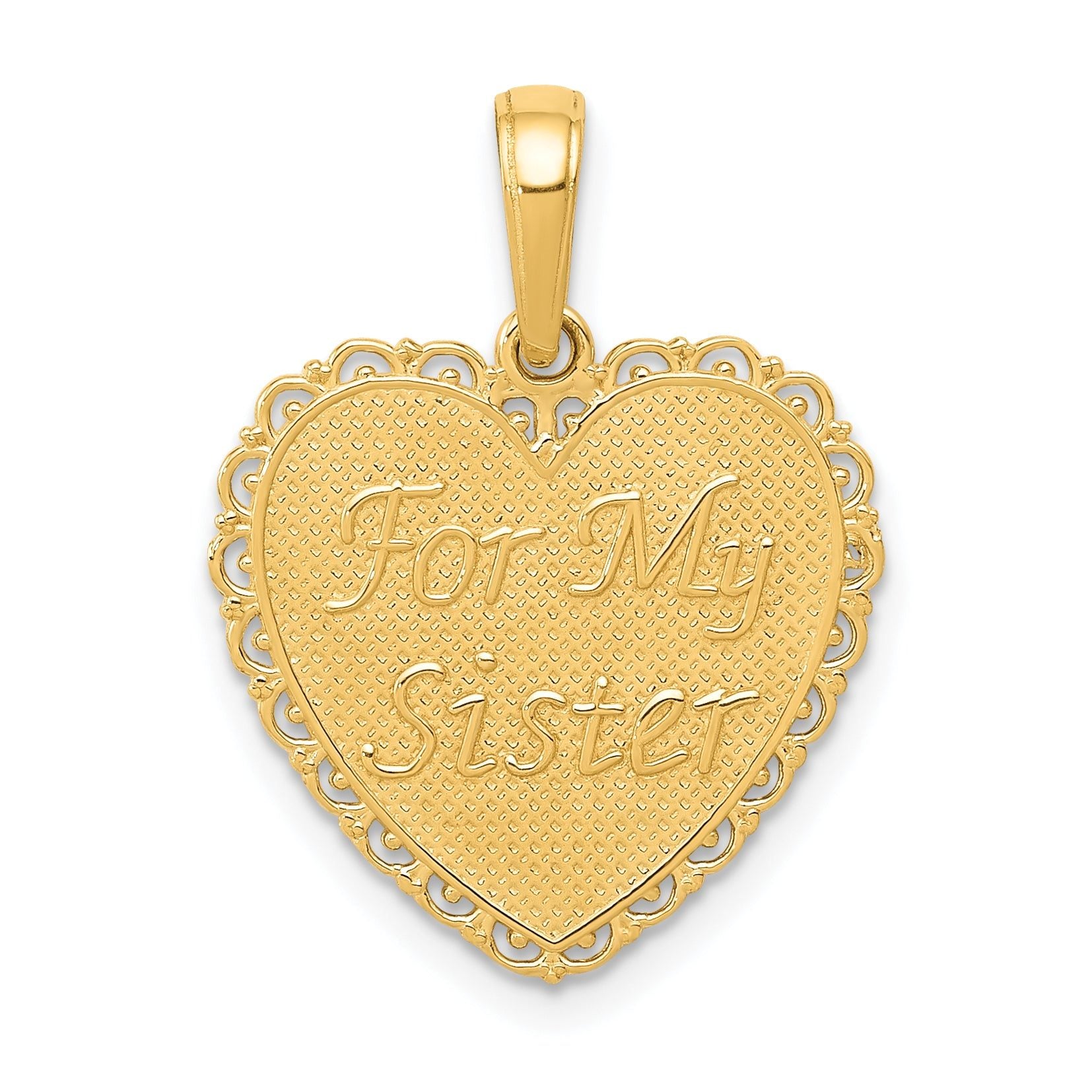 14K Gold Reversible Sister-Friends Forever Pendant Casted Solid Design