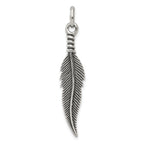 Sophia Jewelers 925 Sterling Silver Antiqued Feather Pendant for Men