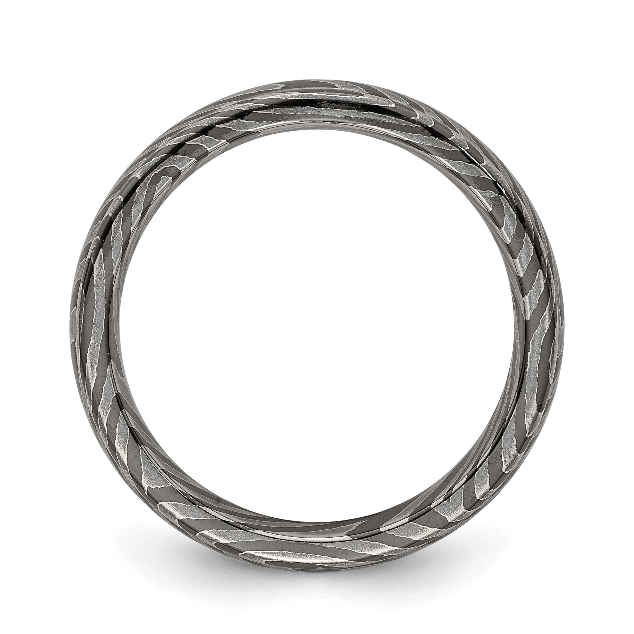 Titanium Domed Wedding Band with Ridged Edge and Polished Finish Secondary image