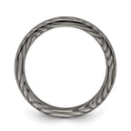 Titanium Domed Wedding Band with Ridged Edge and Polished Finish