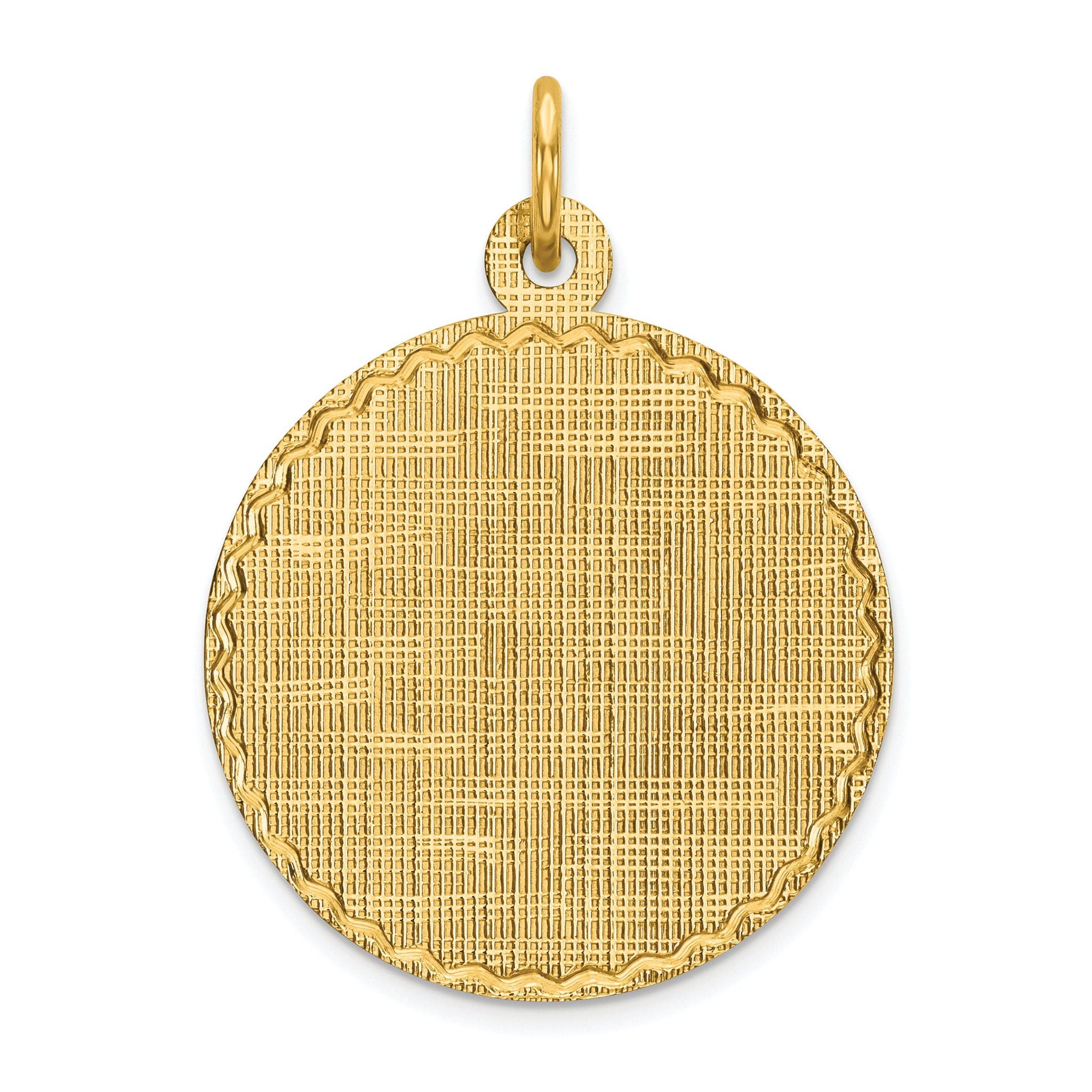 14k Patterned .013 Gauge Circular Engravable Disc Charm Main image
