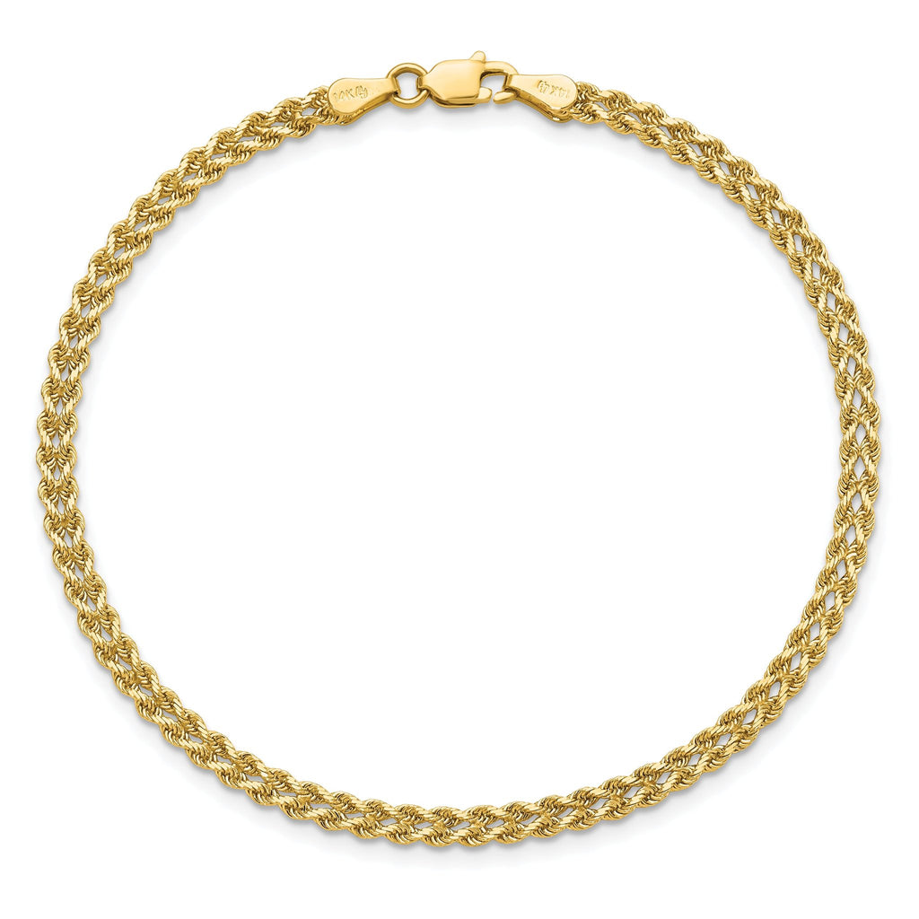 10K 3.0mm Wide Diamond-Cut Double Rope Bracelet