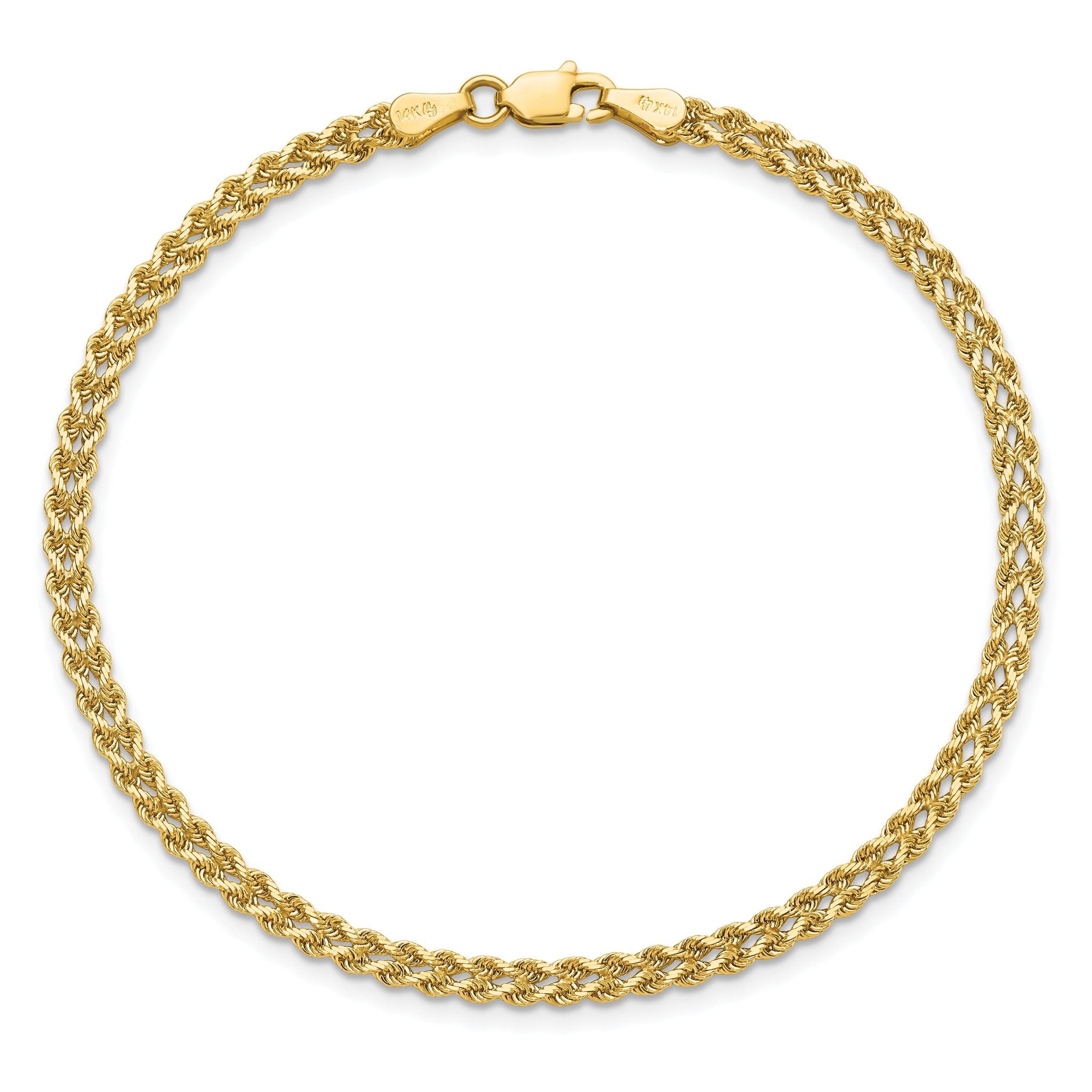 10K 3.0mm Wide Diamond-Cut Double Rope Bracelet