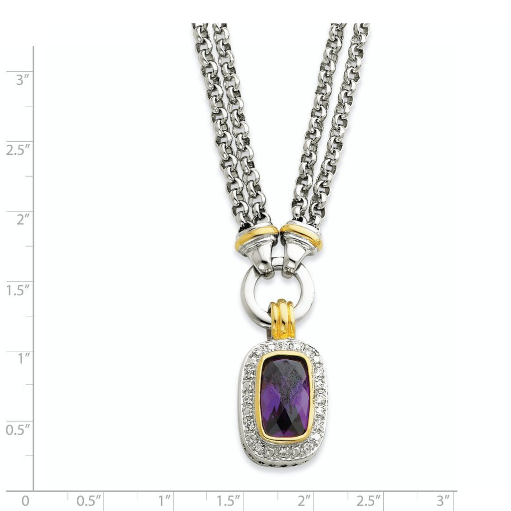 Sterling Silver Flash Gold-plated CZ Necklace