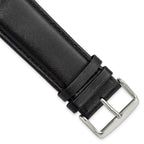 Smooth Leather Watch Band in Black with Silver-Tone Buckle, 24mm