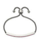 Stainless Steel Polished with Pink Glass Adjustable Bracelet for Women