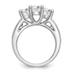 14K White Gold 3-Stone Plus (Holds 1 carat (5.5mm) Princess Center and (2-4.5mm) Princess Sides) Diamond Semi-Mount Engagement Ring