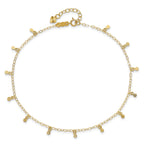 14K Cable Chain with Diamond Cut Dots 9 inch Plus 1 inch Extender - Total 10 inch Anklet