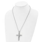 Chisel Stainless Steel Polished Laser Cut Crucifix Pendant on a 22 inch Ball Chain Necklace