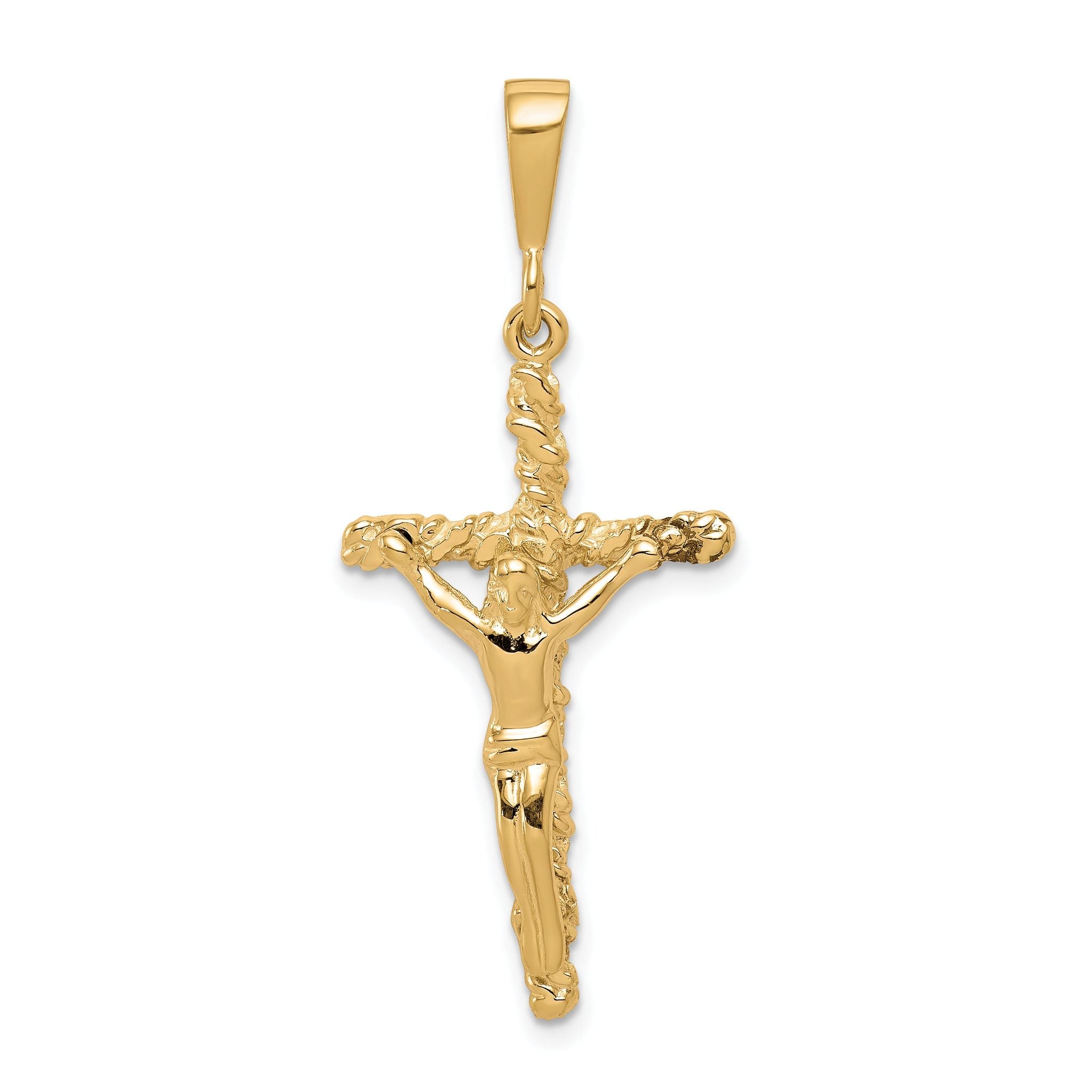 10K Gold Solid Crucifix Pendant with Polished Finish  Classic and Elegant