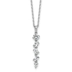 Cheryl M Sterling Silver Rhodium-plated Polished Fancy Multi-cut CZ with 2 Inch Extension Necklace