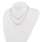Sterling Silver RH-plt Fancy  Rose-tone Bar w/2in ext. Necklace