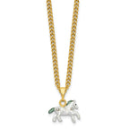 Luxury Giftware by Jere Pewter Bejeweled Crystals Gold-tone Enameled PAL (Plays It's a Small World) Carousel Horse Musical Figurine with Matching 18 Inch Necklace
