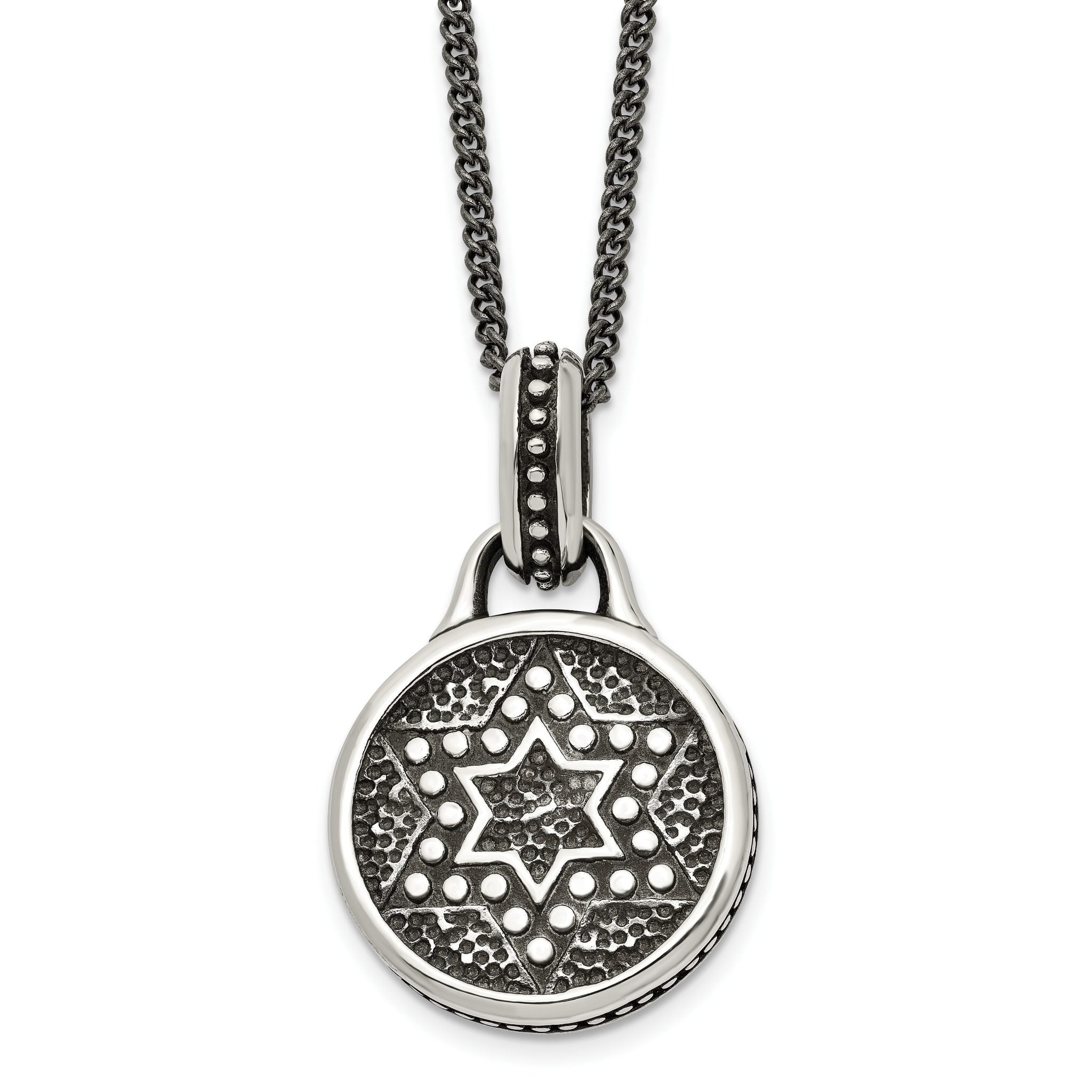Men's Stainless Steel Polished Star of David 22in Necklace Main image