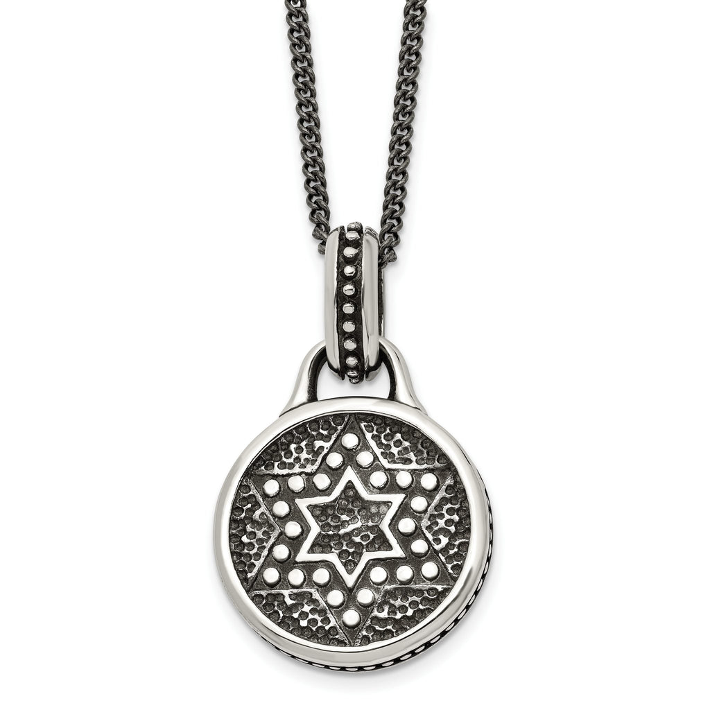 Men's Stainless Steel Polished Star of David 22in Necklace