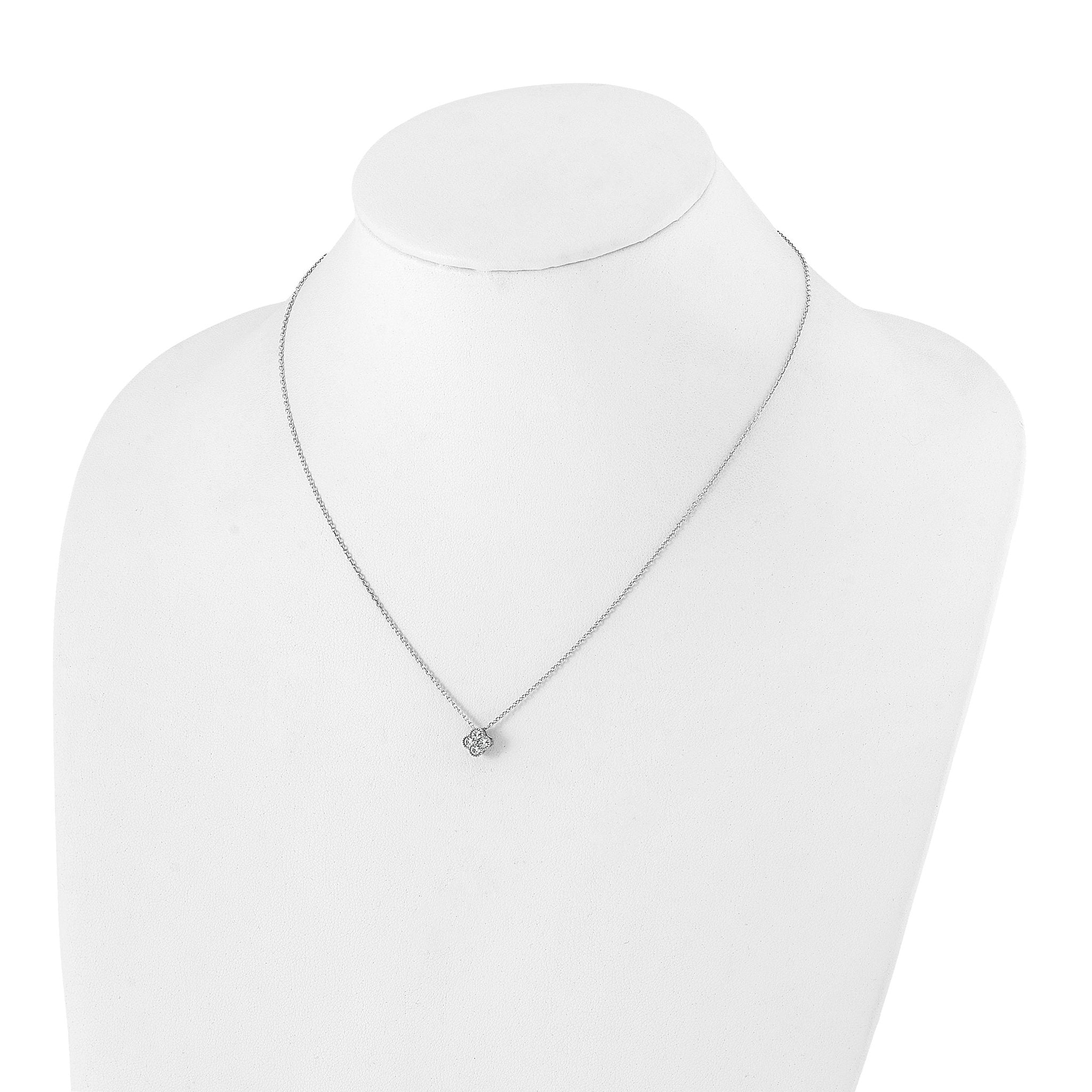 10k White Gold 1/4 carat Lab Grown Diamond VS/SI+ G+ Complete 18 inch Bloom Pendant Necklace