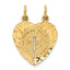 14K Gold Break-Apart Heart Charm with Diamond-Cut Finish  Polished & Brushed