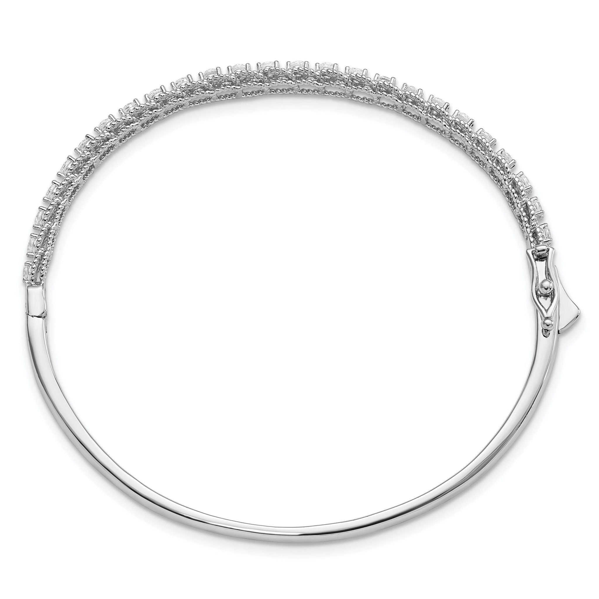 Sterling Silver CZ Bangle with Rhodium Polish and 25 Sparkling Stones Secondary image