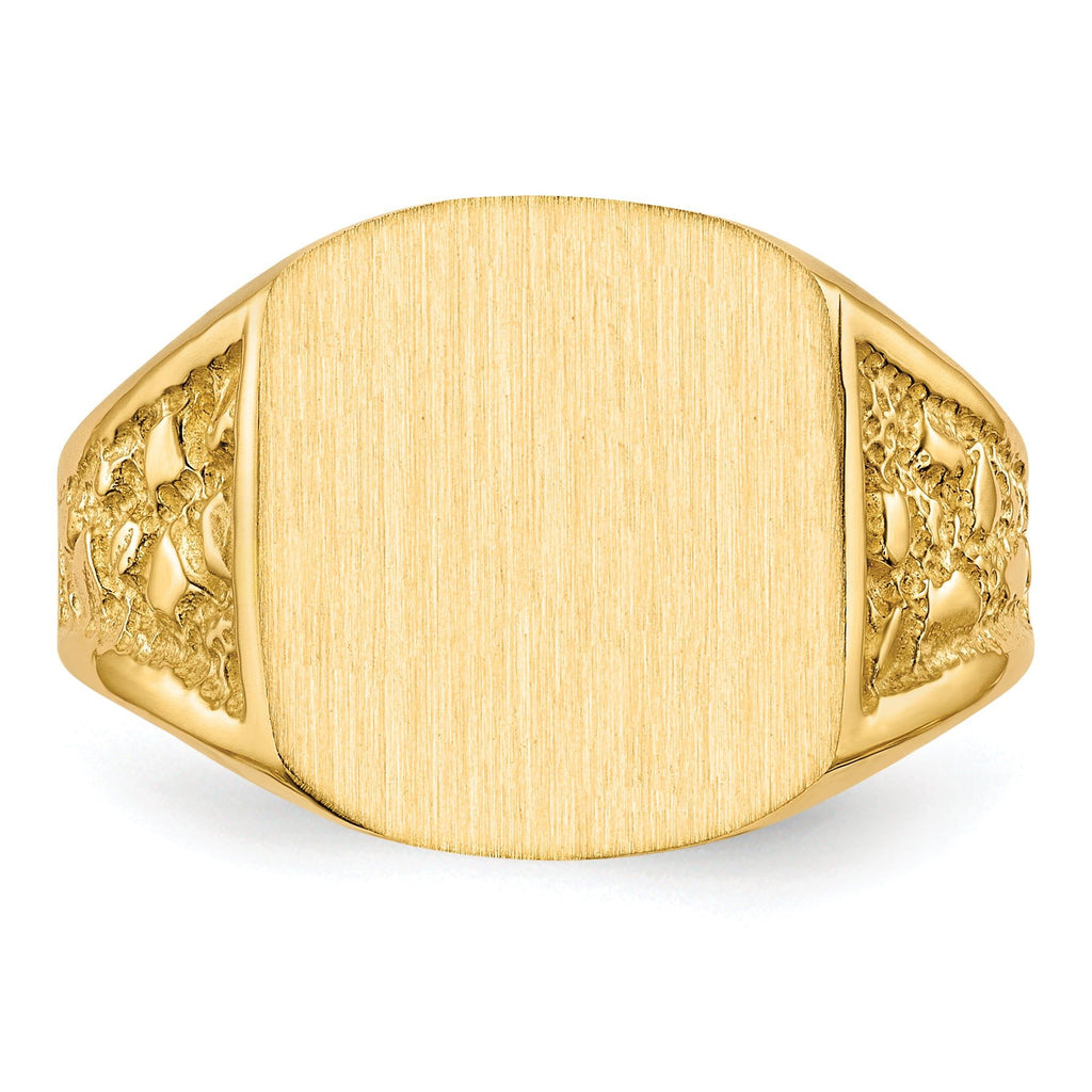 10k 14.0x12.5mm Closed Back Men's Signet Ring