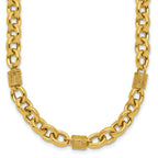 14K Polished and Textured Fancy Link Necklace