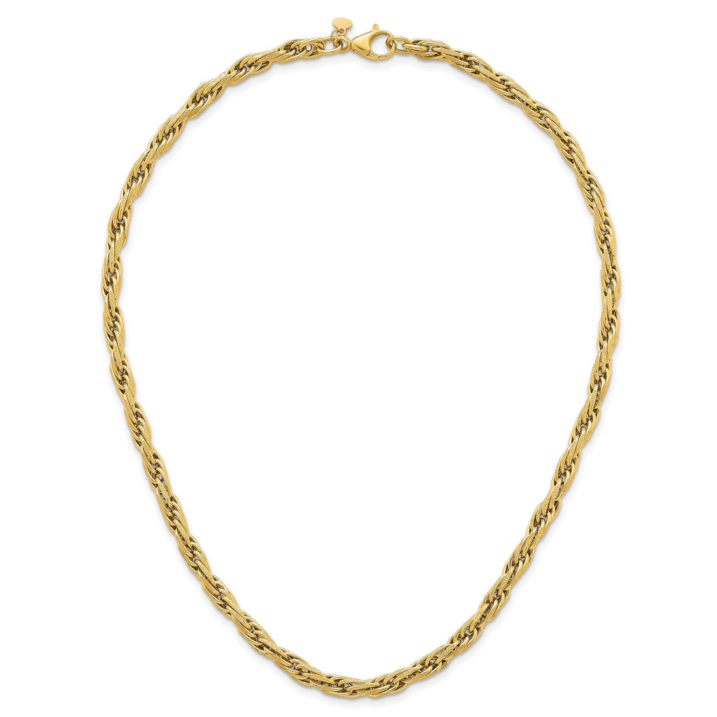 14k Polished And Textured 4.5mm Flat Rope Chain 18.25 inch Necklace