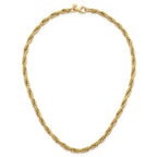 14k Polished And Textured 4.5mm Flat Rope Chain 18.25 inch Necklace