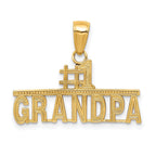 14K Gold #1 Grandpa Pendant with Textured Back  Solid & Casted