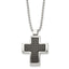Chisel Stainless Steel Brushed Polished and Textured Black IP-plated Cross Pendant on a 22 inch Ball Chain Necklace