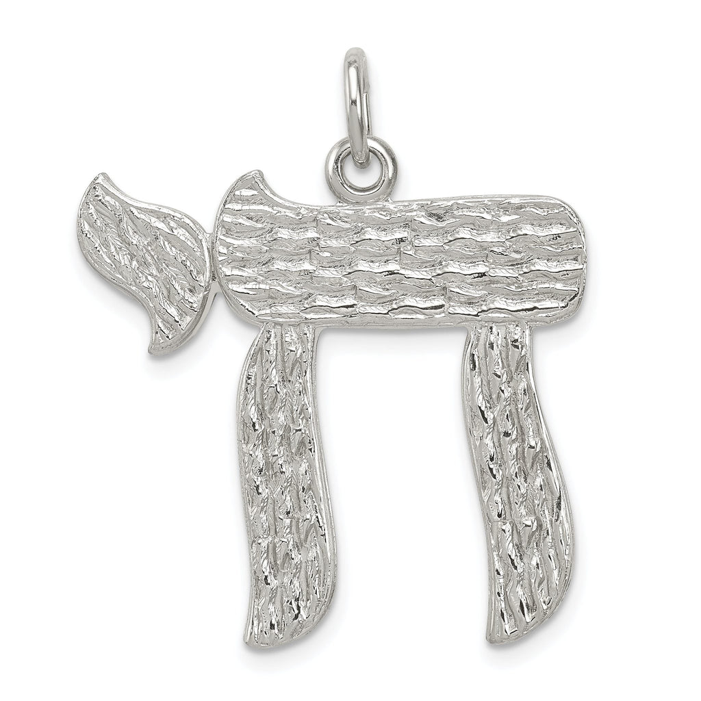 Sterling Silver 925 Chai Pendant with Polished Palladium Finish