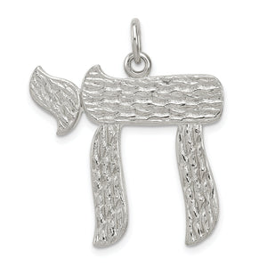 Chai Pendant in Sterling Silver, 27mm Satin & Polished - Sophia Jewelers