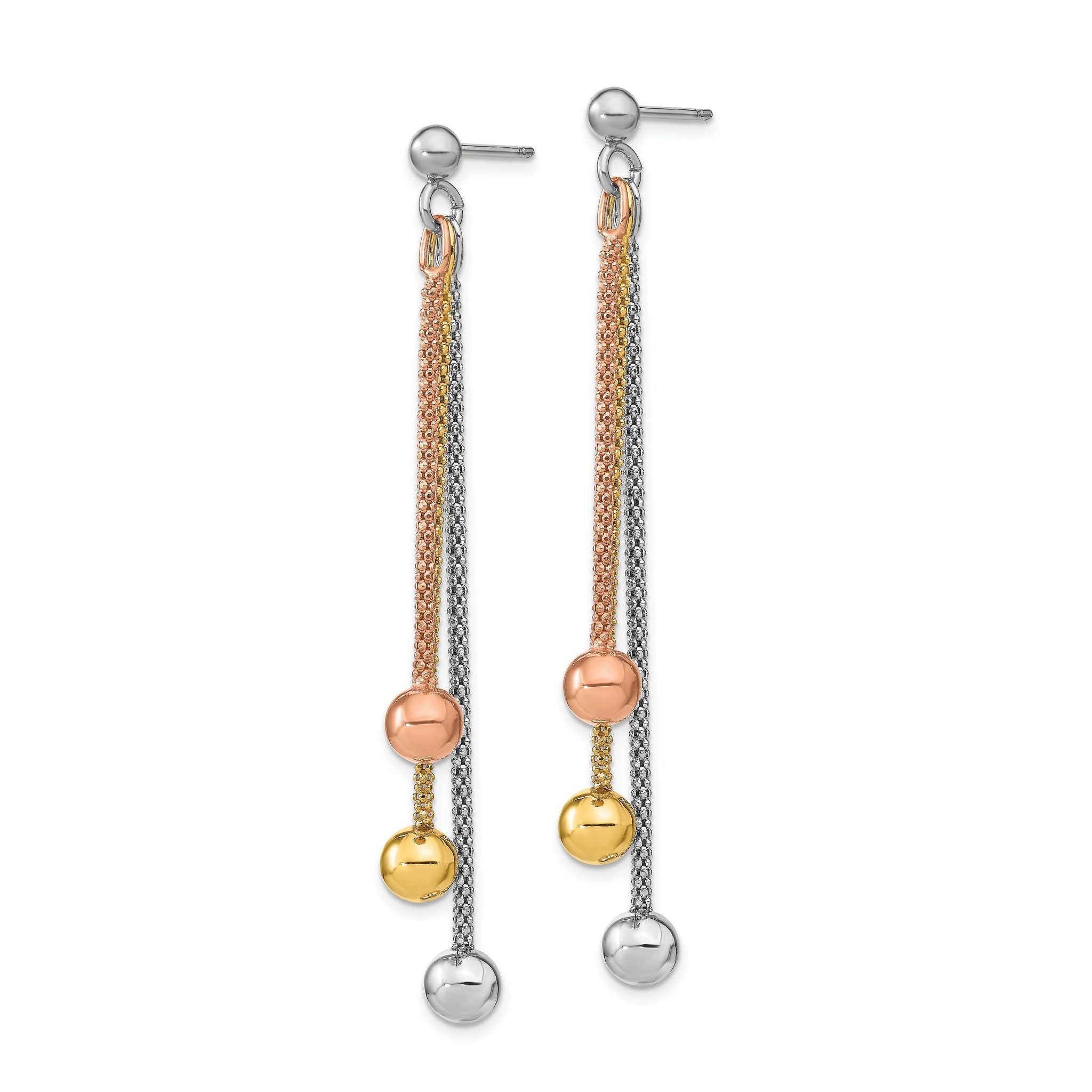 Sterling Silver Rose & Yellow Gold-plated Post Dangle Earrings Secondary image