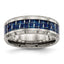 Beveled Wedding Band in Titanium with Blue Carbon Fiber Inlay, 8mm