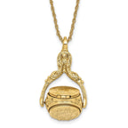 1928 Jewelry Gold-tone Three Sided Spinning Floral Pattern Oval 13mm Lockets 30 inch Necklace Holds 6 Photos