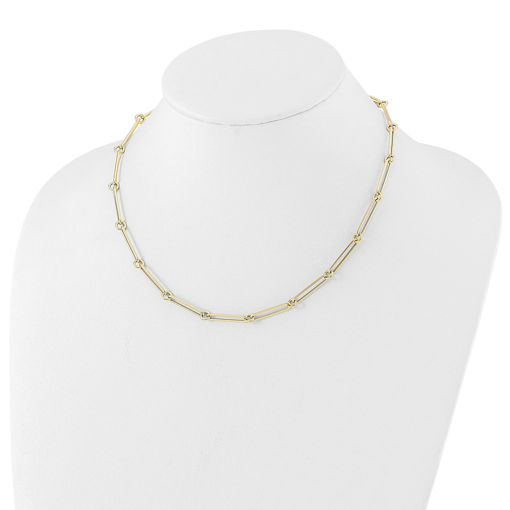 14K Polished Hollow Paperclip Link Necklace