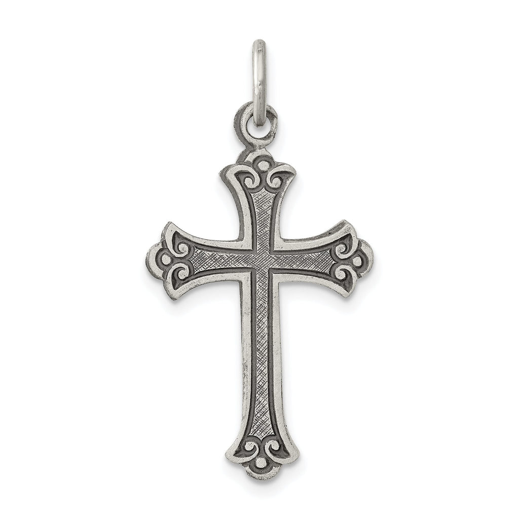Sterling Silver 925 Antiqued Cross Pendant with Polished Finish