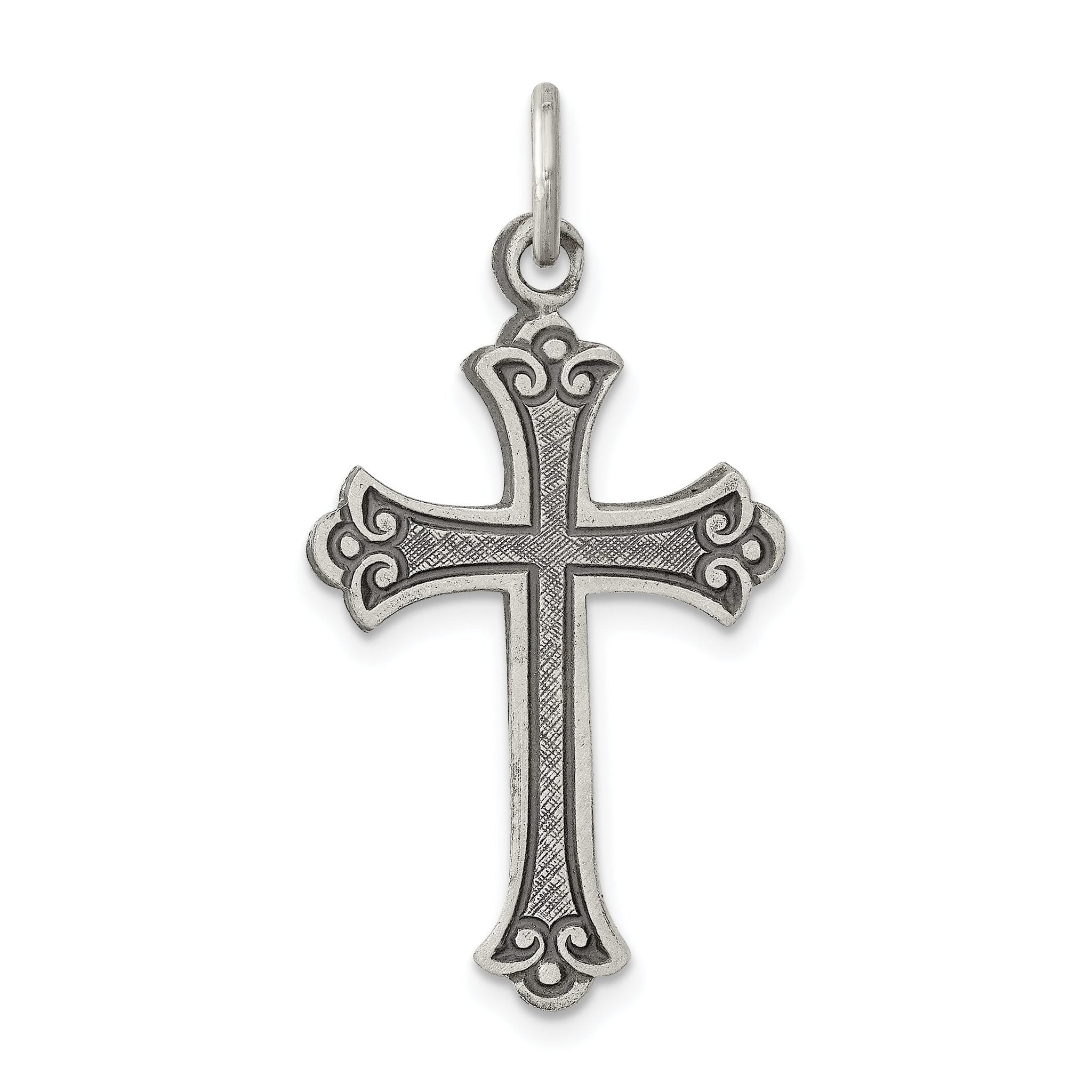 Sterling Silver 925 Antiqued Cross Pendant with Polished Finish