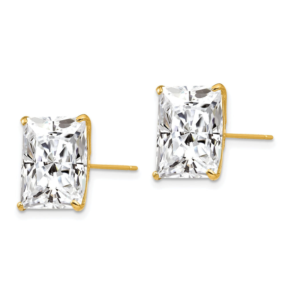 14k 12mm Square CZ Post Earrings