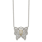 Shey Couture Sterling Silver and 14K Gold Diamond Butterfly Necklace