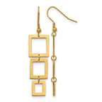 Stainless Steel Gold-Tone Polished Square Drop Dangle Earrings for Women