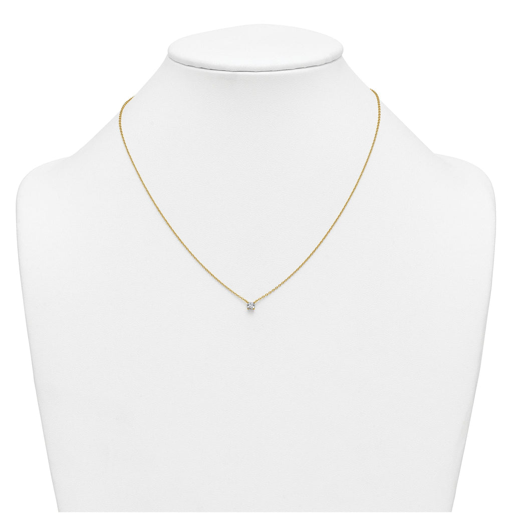 14k 1/4 carat Lab Grown Diamond VS+ F+ Cushion Complete 18 inch Four Prong Pendant Necklace