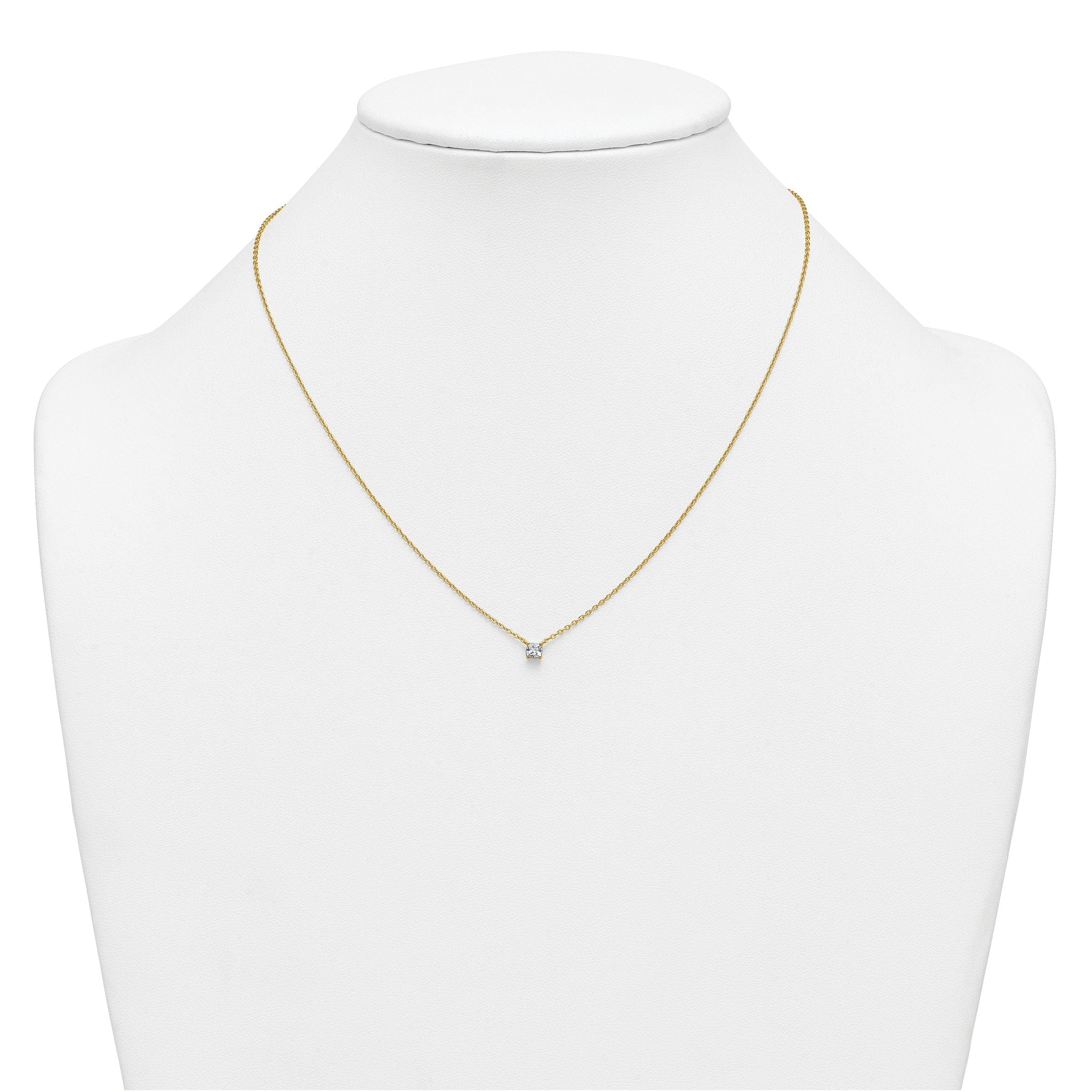 14k 1/4 carat Lab Grown Diamond VS+ F+ Cushion Complete 18 inch Four Prong Pendant Necklace