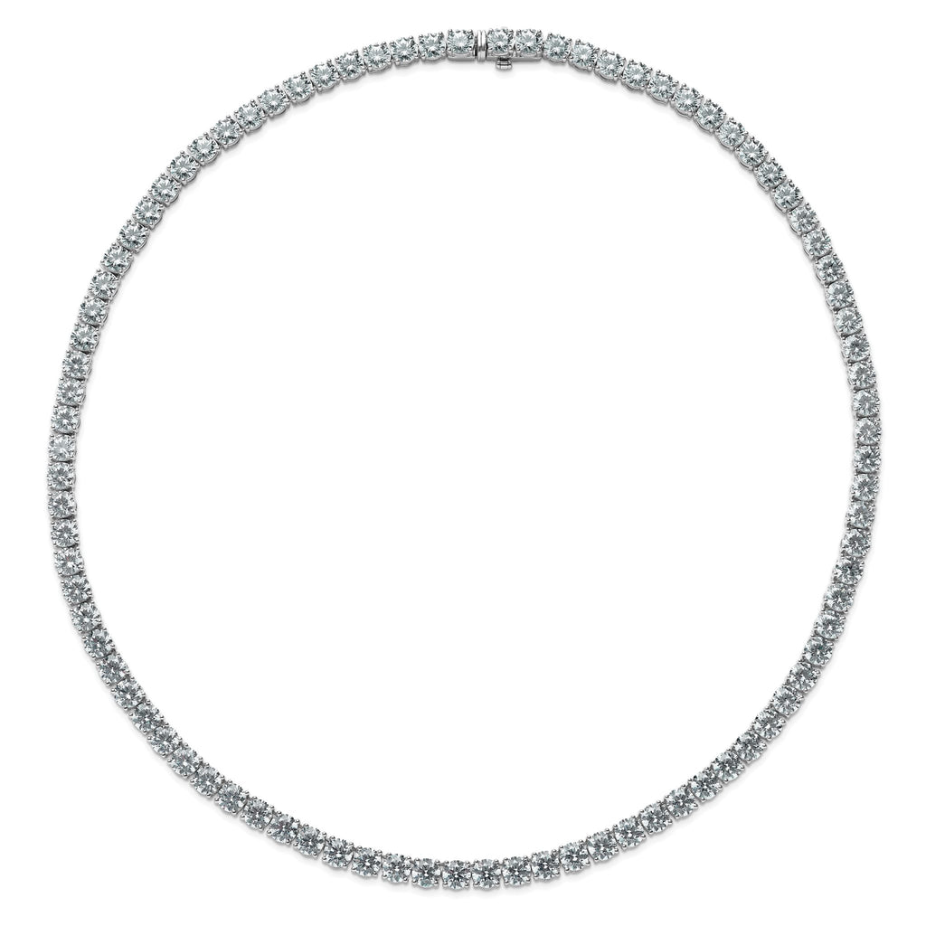 14k White Gold 56 1/4 carat Lab Grown Diamond VS+ F+ Complete Round 18 inch Straight Tennis Necklace