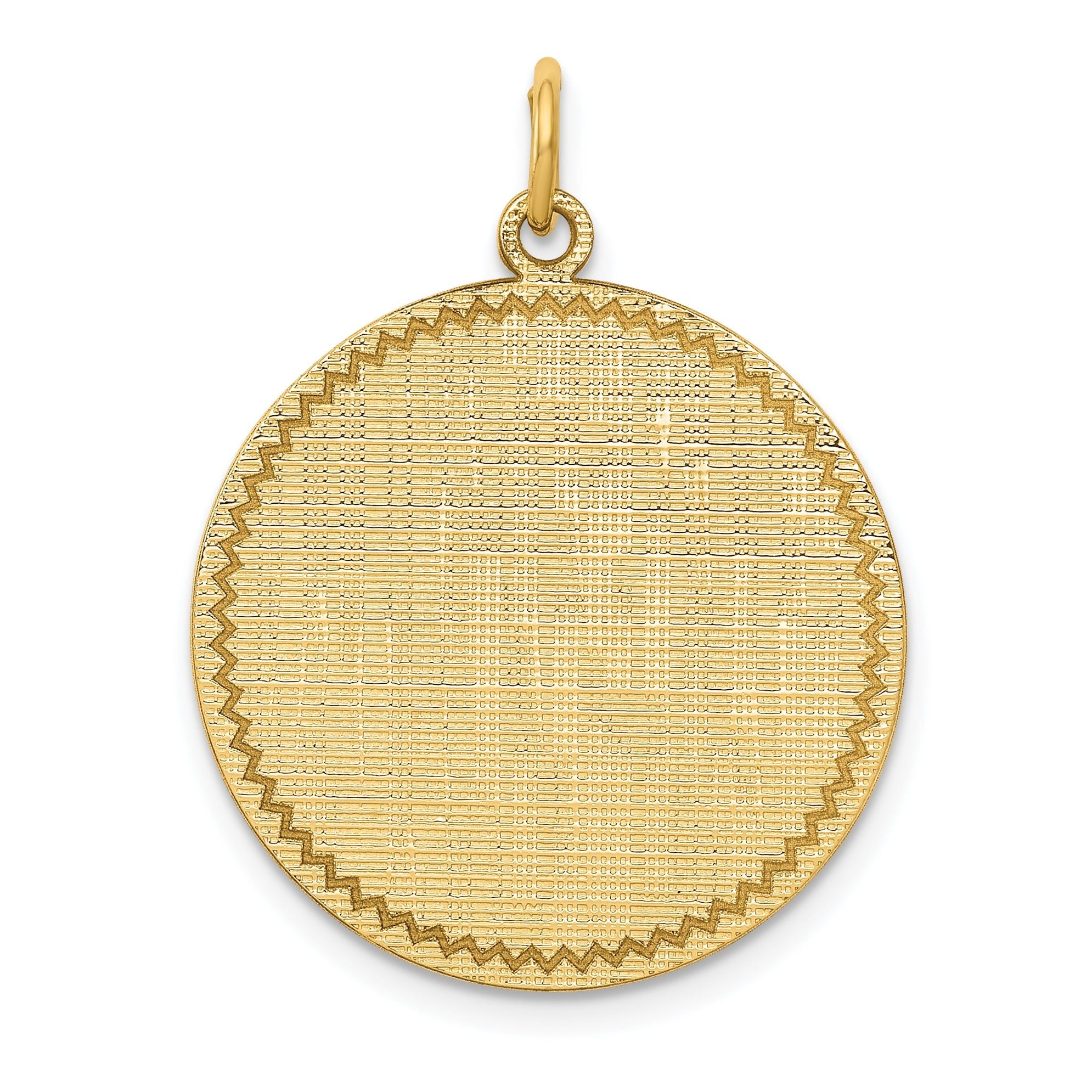 14k Patterned .018 Gauge Circular Engravable Disc Charm Main image