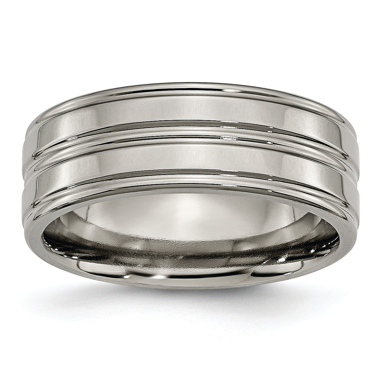 Grooved Wedding Band in Titanium, 8mm Main image