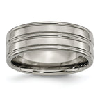 Grooved Wedding Band in Titanium, 8mm