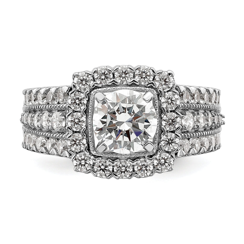 14k White Gold 1 1/3 carat Lab Grown Diamond VS/SI+ G+ 1 carat Center Round Semi Mount Engagement Ring