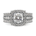 14k White Gold 1 1/3 carat Lab Grown Diamond VS/SI+ G+ 1 carat Center Round Semi Mount Engagement Ring
