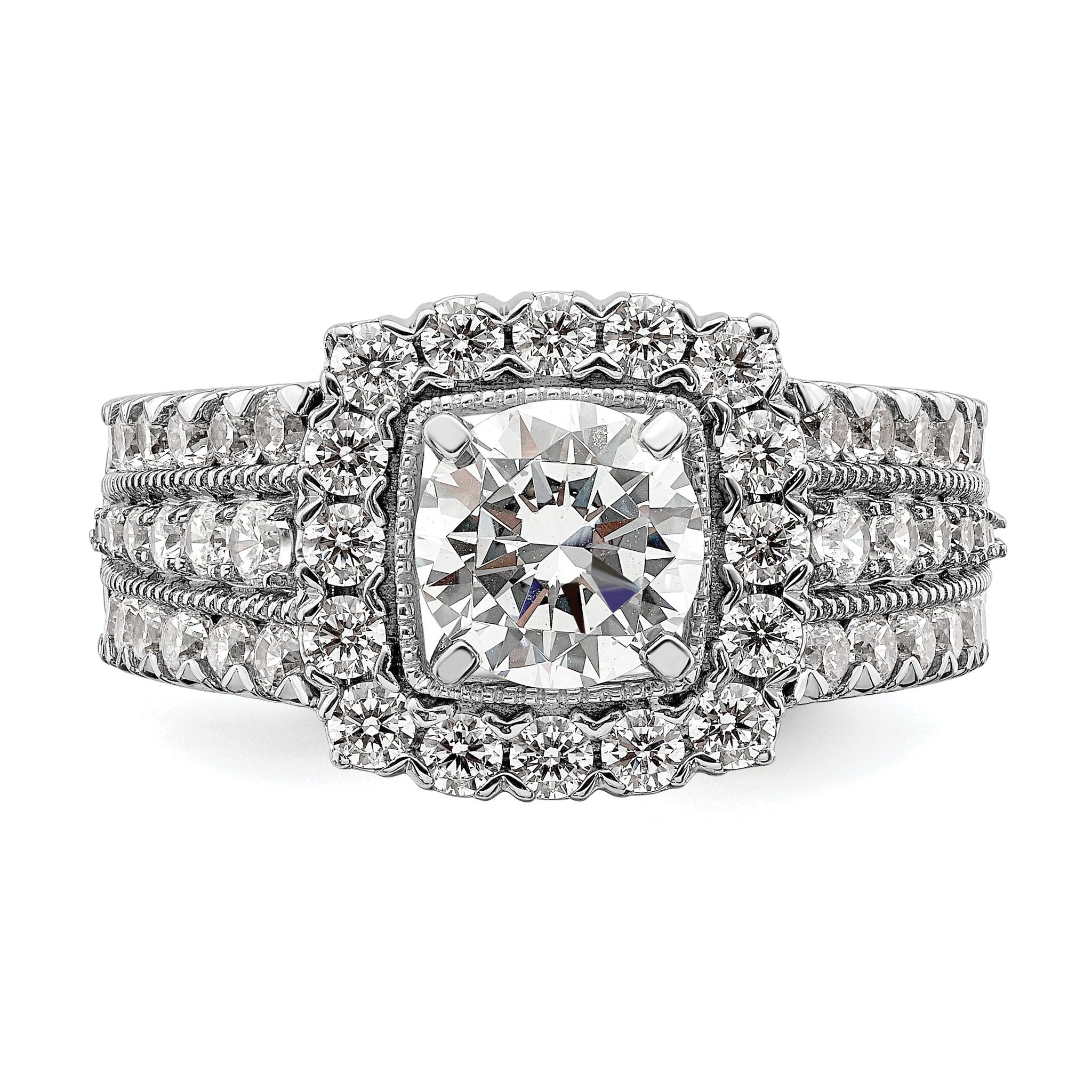 14k White Gold 1 1/3 carat Lab Grown Diamond VS/SI+ G+ 1 carat Center Round Semi Mount Engagement Ring