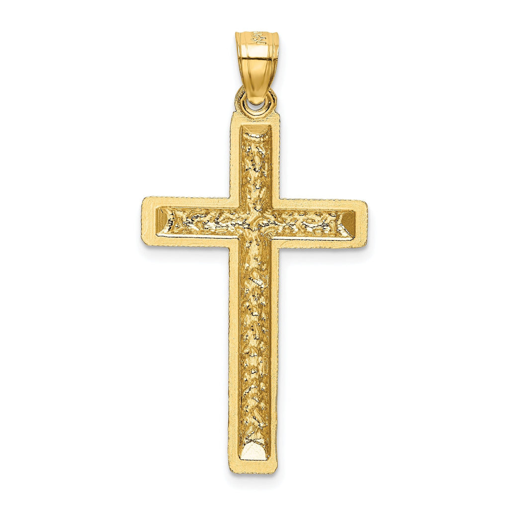 14K Gold Diamond-Cut Latin Cross Pendant  Elegant Solid Design
